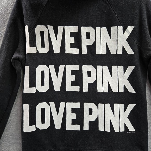 Victoria's Secret PINK Women Sweatshirt M Black Graphic Print LOVE Logo - Picture 8 of 9